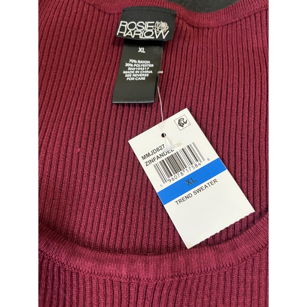 Rosie Harlow Burgundy Slim Ribbed Long Sleeve Sweater Dress - Picture 6 of 6